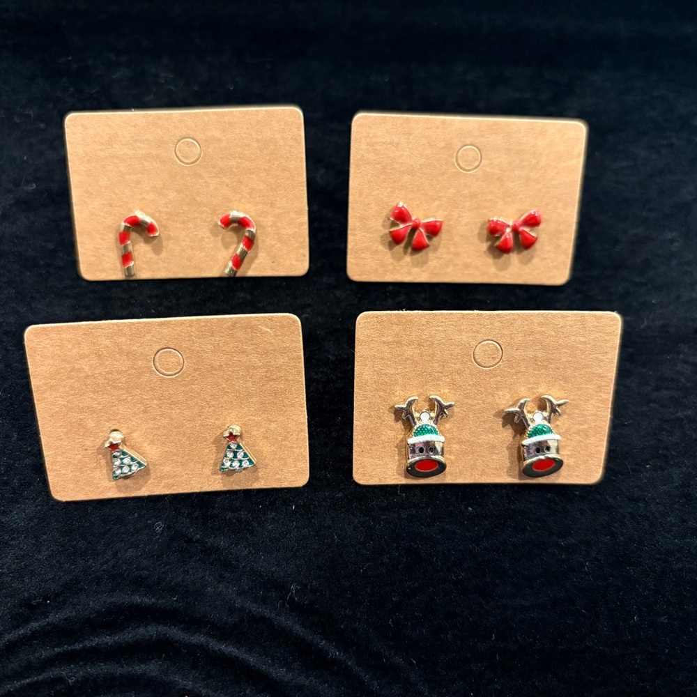 NWT - Festive Holiday Earrings Set of 4 New Stud Earrings